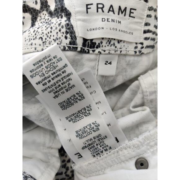 FRAME Denim Womens White & Black Python Print Mid-Rise Cropped Jeans Size 24 - Picture 8 of 8